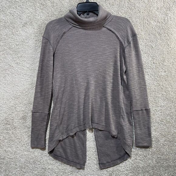 Free People Gray Tunic Women's XS Split Back Cowl Neck Long Sleeve Pullover Top - Picture 2 of 10